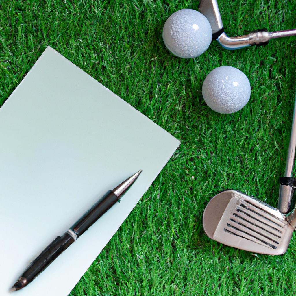 A descriptive image of a website homepage featuring online information for golf equipment, golf lessons, and golf locations. The webpage displays a variety of golf clubs, a professional giving a lesson, and scenic golf courses in different locations.